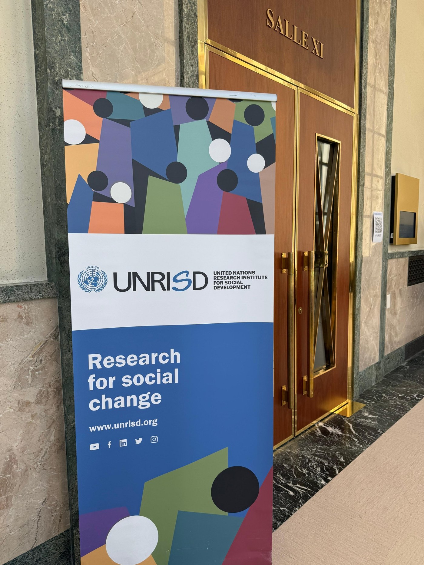 UNRISD banner at the Palais des Nations